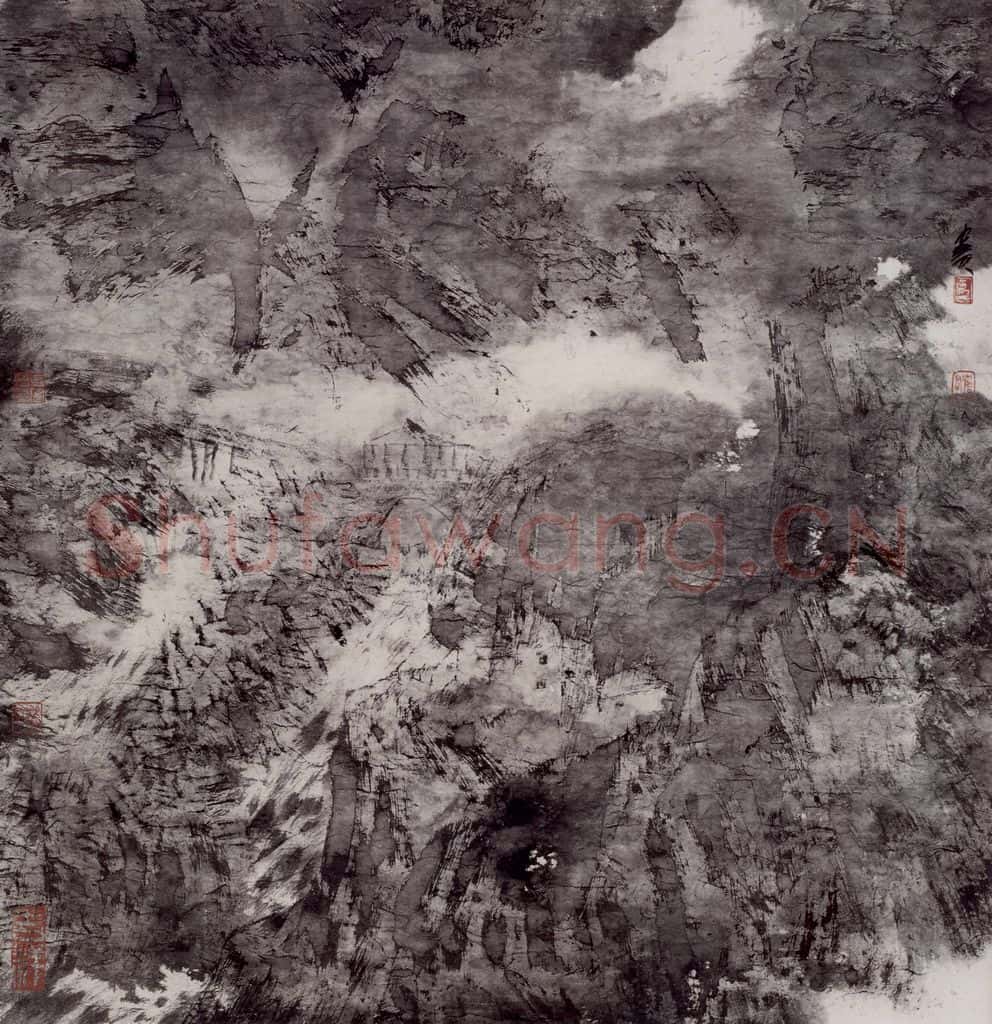 1999年 卓鹤君《水墨山水》书画作品