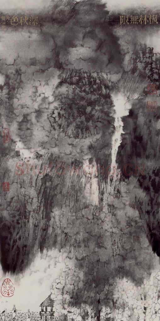 2004年 卓鹤君《枫林无限深秋色》书画作品