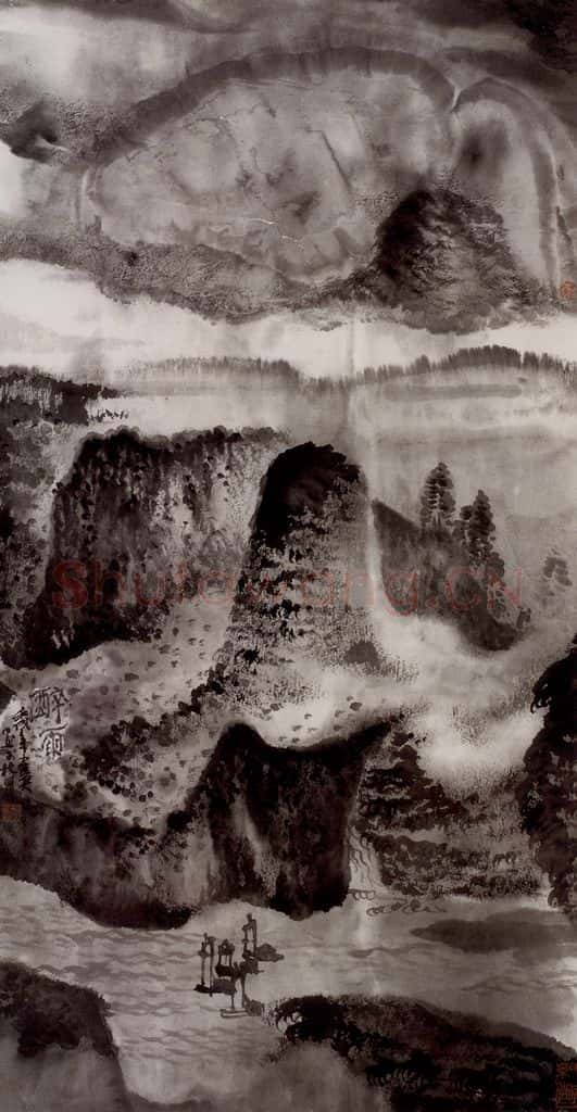 1982年 卓鹤君《醉雨》书画作品