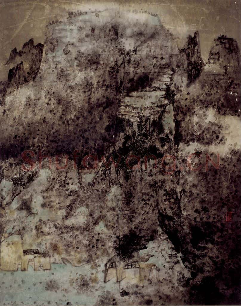 1986年 卓鹤君《关中暮色》书画作品