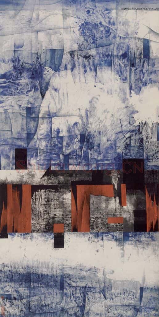 1989年 卓鹤君《高山不可测 鸟度屏风里》书画作品