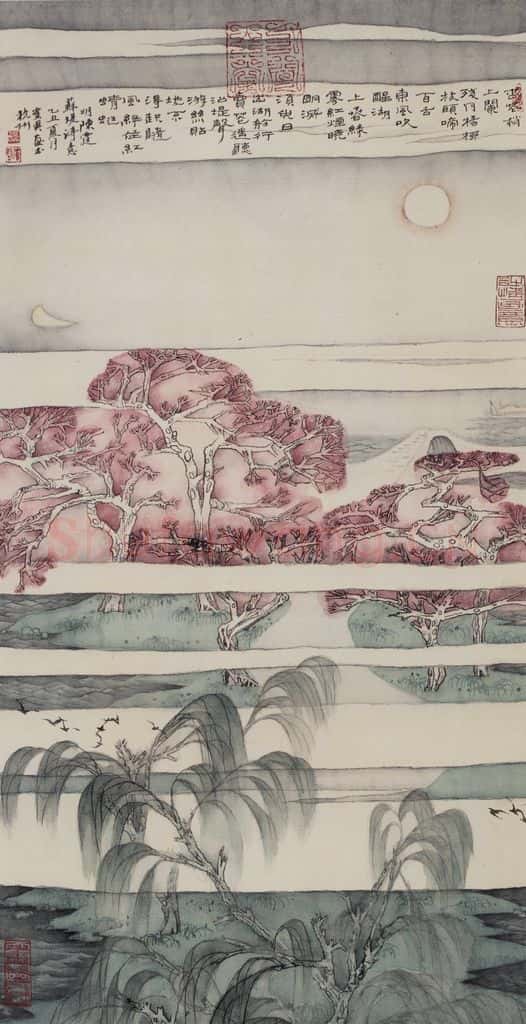 1985年 卓鹤君《明·陈霆<苏堤>诗意》书画作品