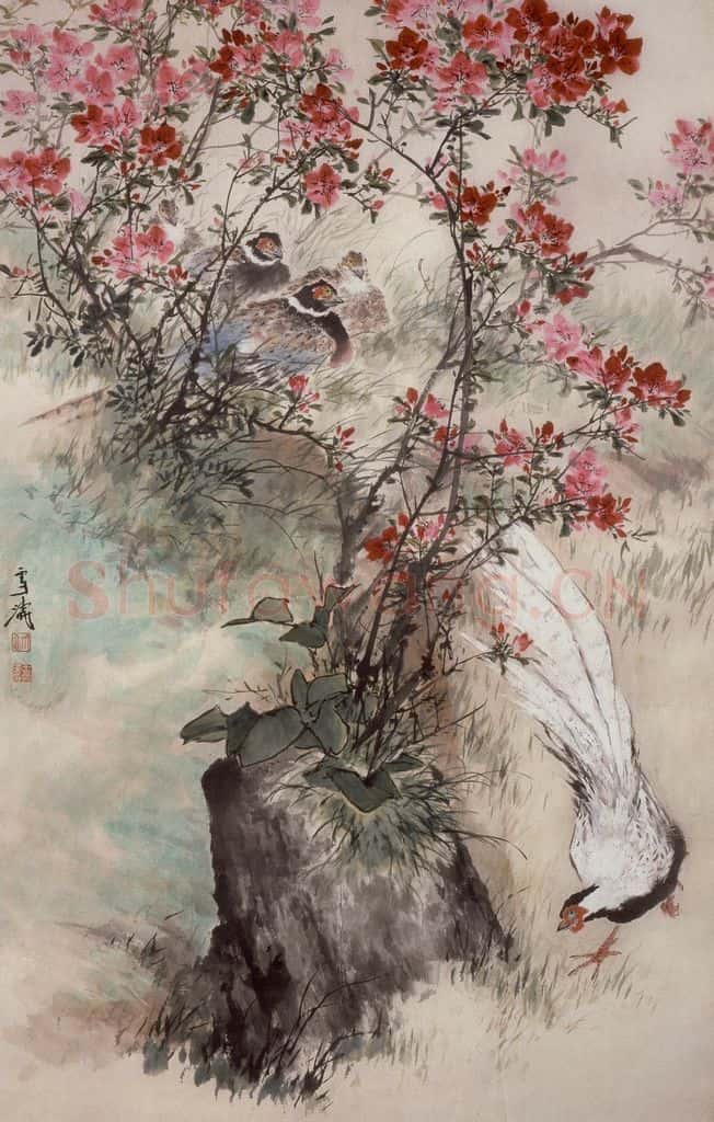 1963年 王雪涛《白鹇杜鹃》书画作品
