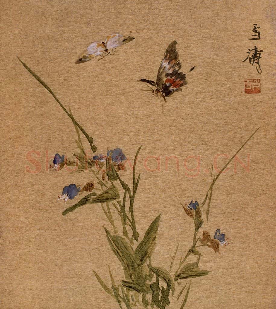70年代 王雪涛《舞翩跹》书画作品