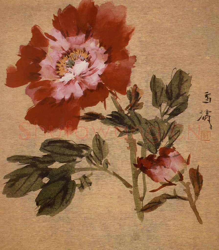 70年代 王雪涛《嫣红》书画作品