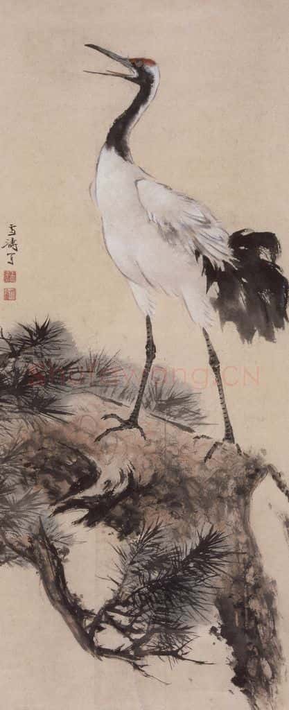 约1956年 王雪涛《高歌》书画作品
