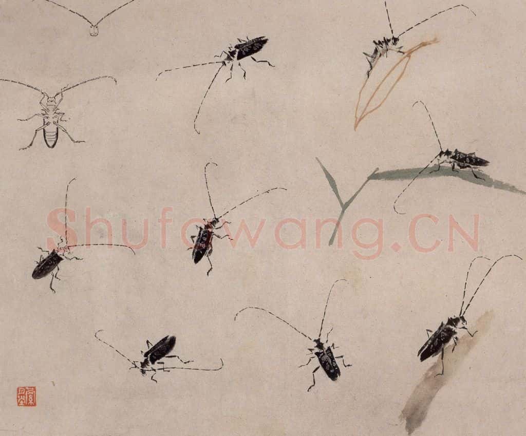 约1960年 王雪涛《草虫册页》书画作品