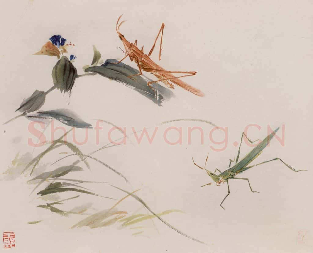 约1962年 王雪涛《草虫花卉册页》书画作品