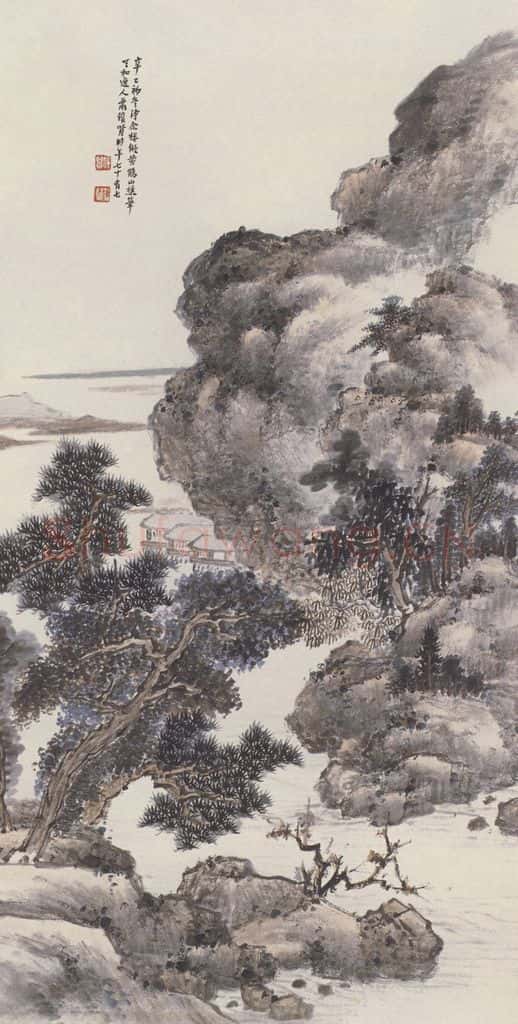 1941年 萧俊贤《山水图》书画作品