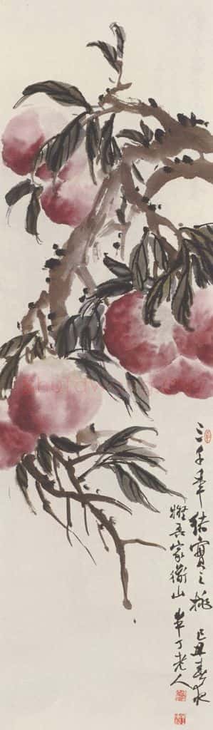1949年 陈半丁《蟠桃图》书画作品