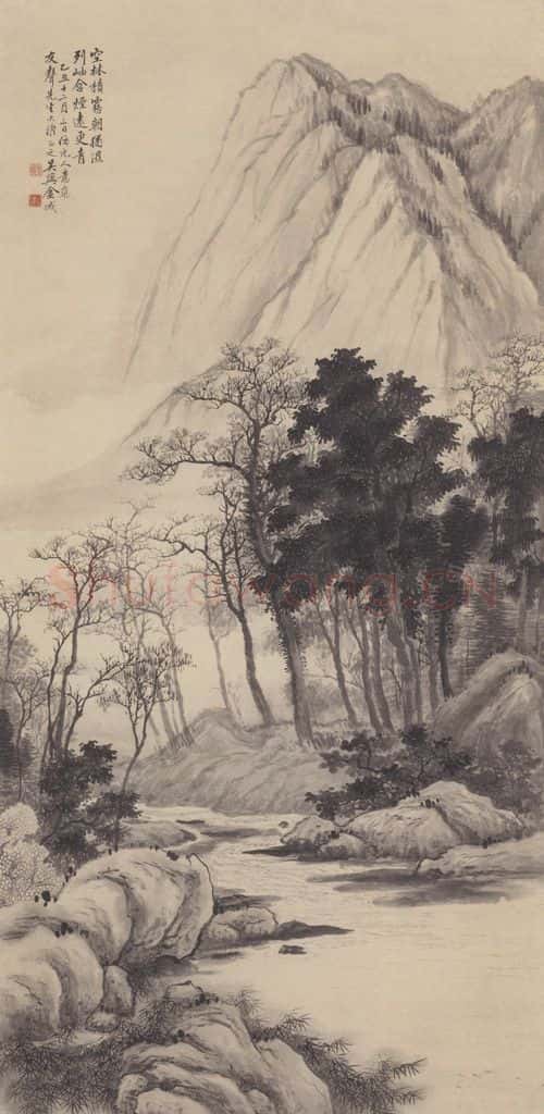 1925年 金城《空林列岫图》书画作品