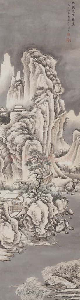 1929年 傅伒《雪中访戴图》书画作品