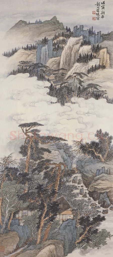 1938年 萧逊《山水图》书画作品