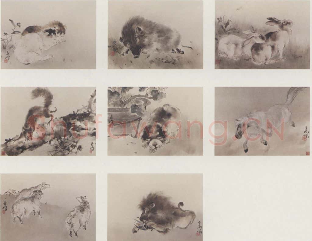高奇峰《走兽图》书画作品