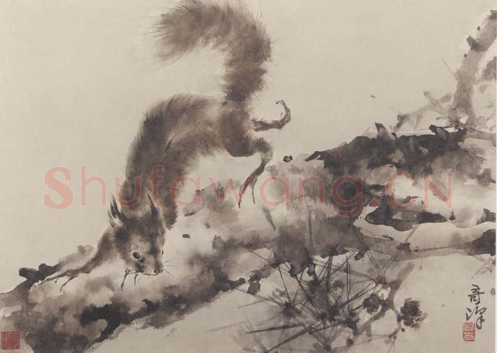 高奇峰《走兽图》书画作品