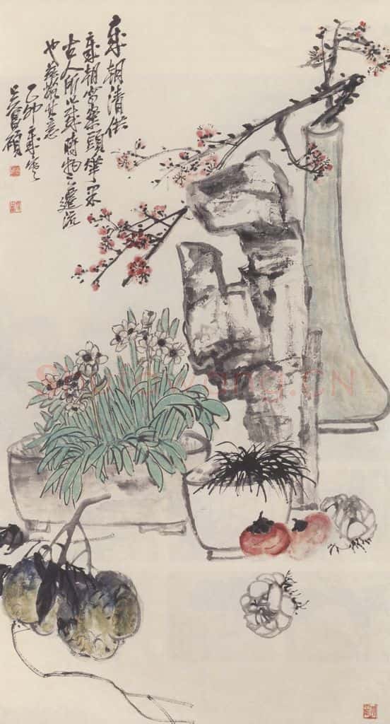 1915年 吴昌硕《岁朝清供图》书画作品