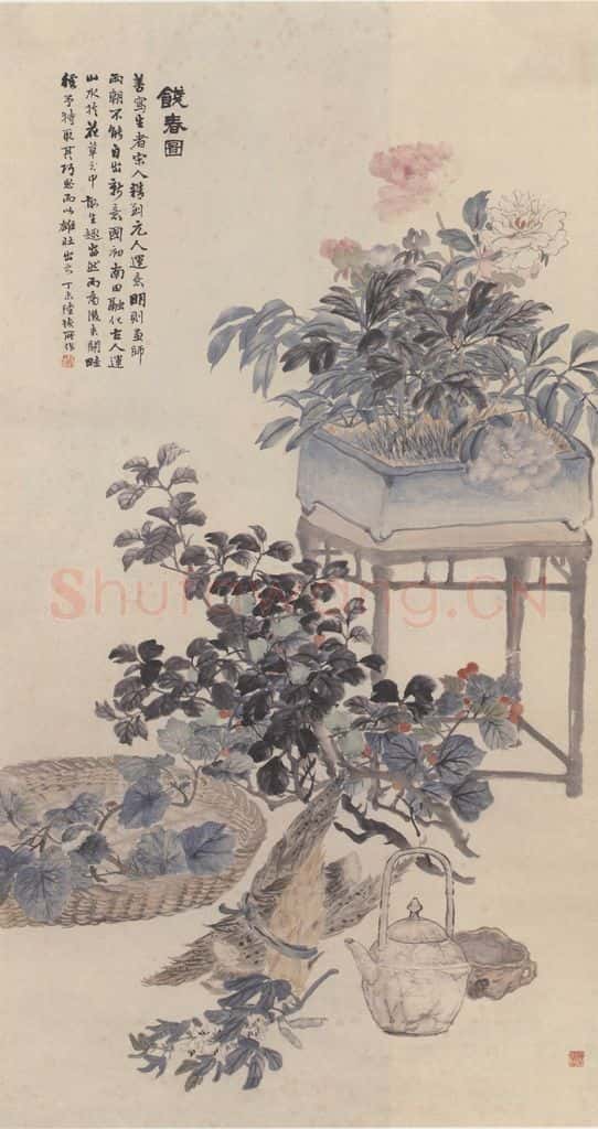 1907年 陆恢《饯春图》书画作品