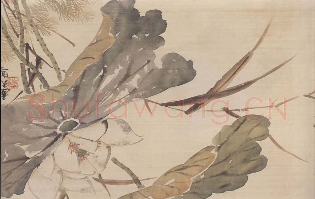 陆恢《荷花图》书画作品