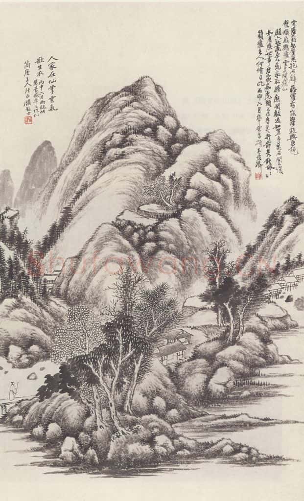 清 顾麟士《山水图》书画作品