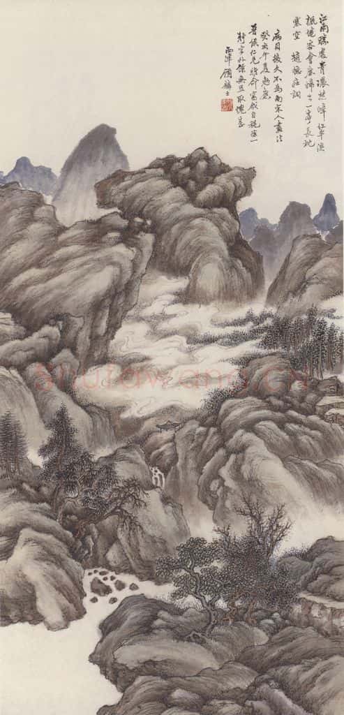 清 顾麟士《仿宋人山水图》书画作品