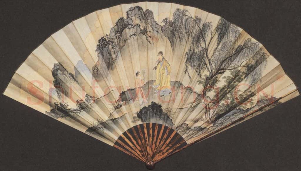 明代 朱瞻基《山水人物图》书画作品