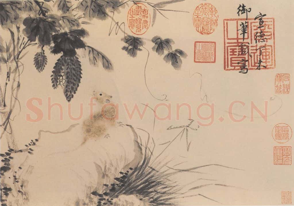 明代 朱瞻基《三鼠图》书画作品