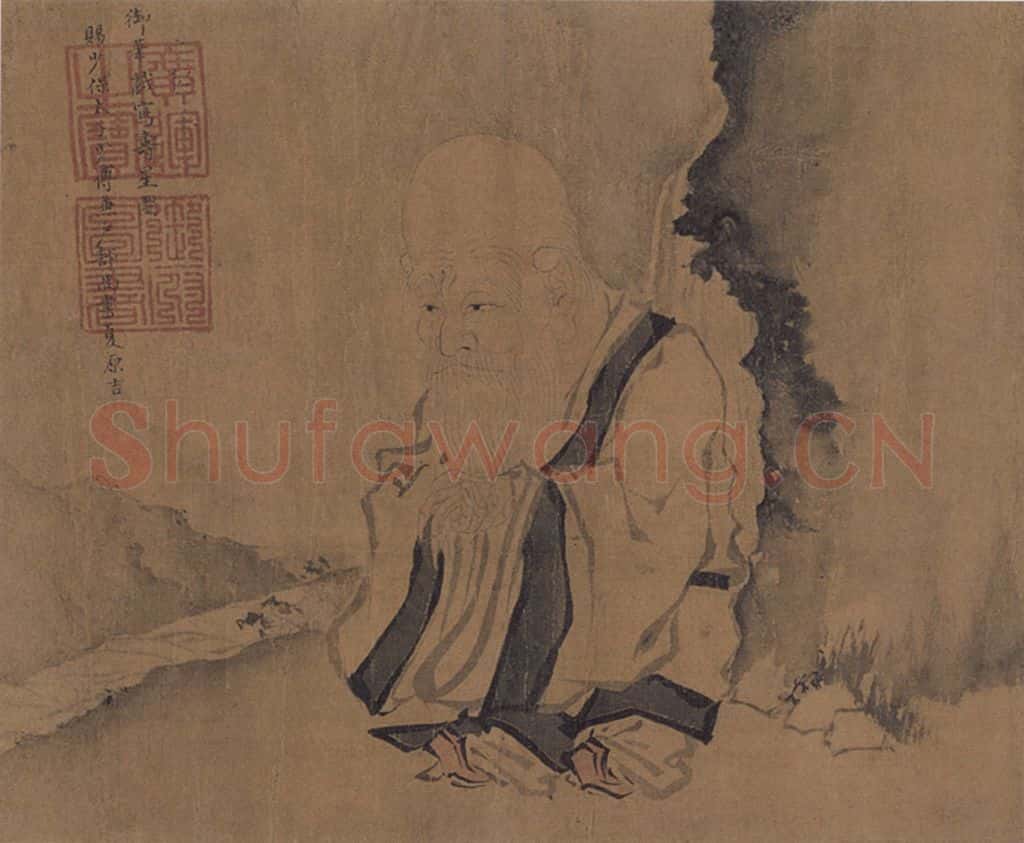 明代 朱瞻基《寿星图》书画作品