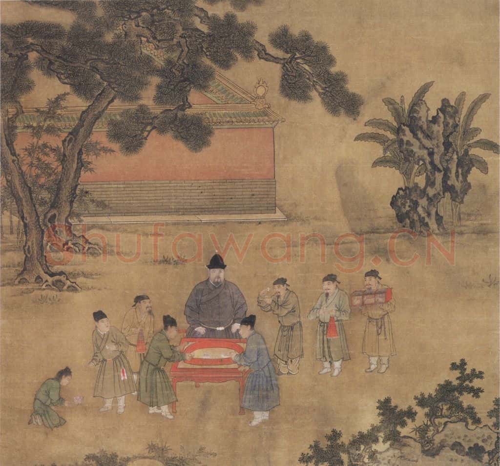 明代 不详《明宣宗斗鹌鹑图》书画作品