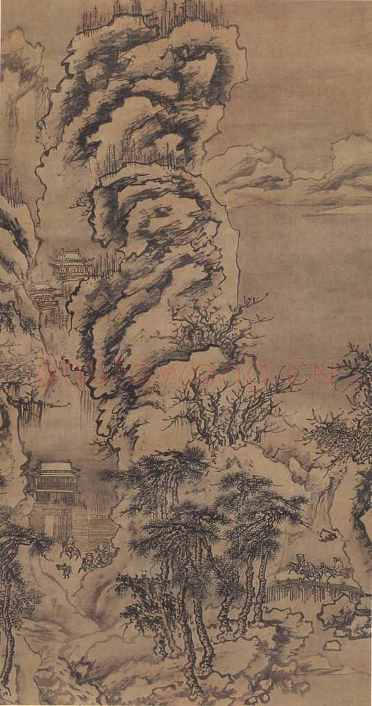 明代 戴进《雪景山水图》书画作品