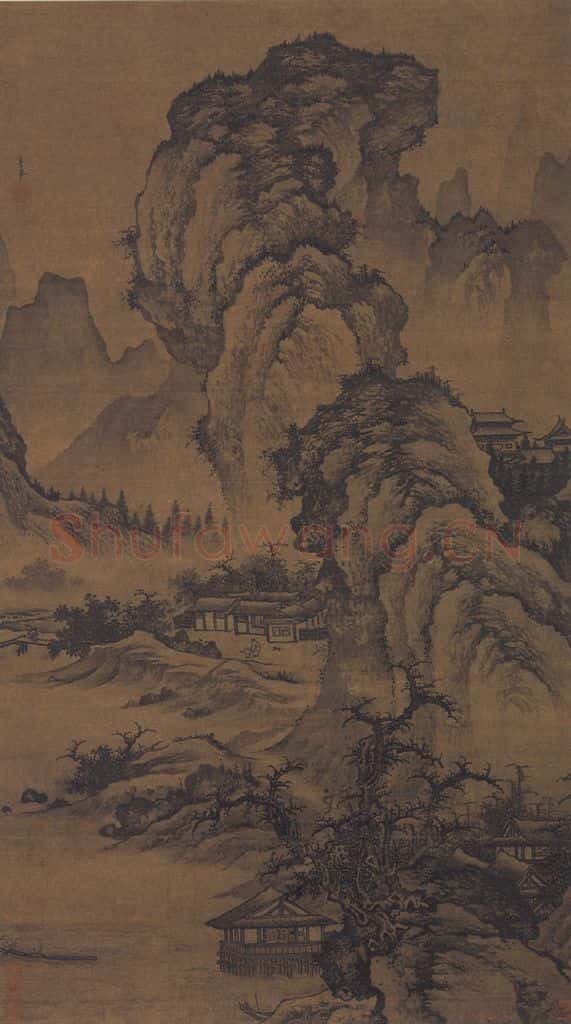 明代 李在《山水图》书画作品