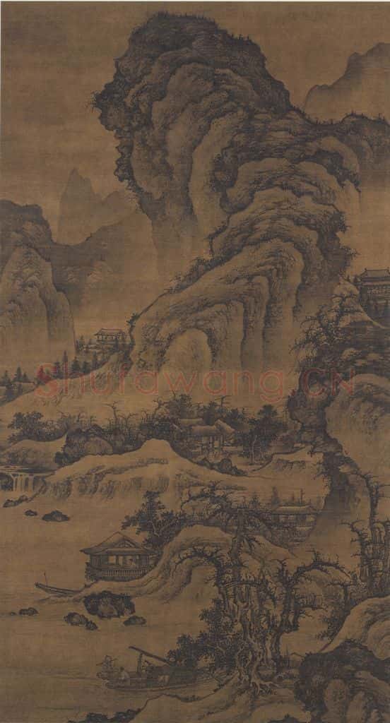 明代 李在《阔渚晴岚图》书画作品