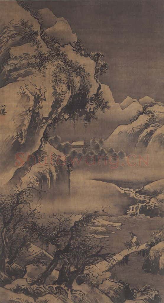 明代 吴伟《灞桥风雪图》书画作品