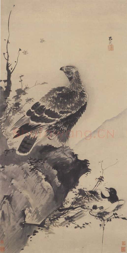 明代 吕纪《鹰鹊图》书画作品