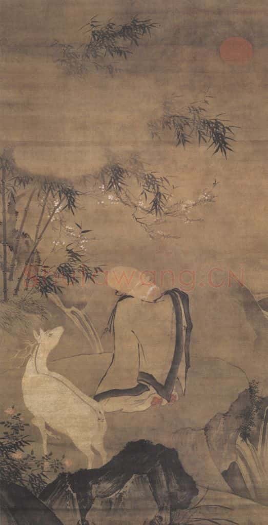 明代 吕纪《南极老人图》书画作品