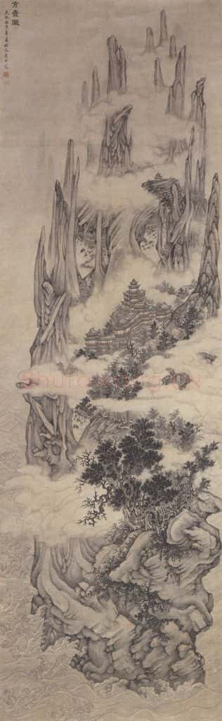 明代 吴彬《方壶图》书画作品