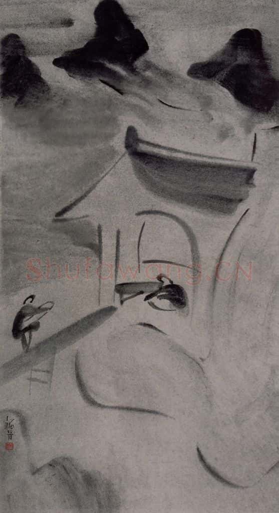 2006年 杨福音《携琴访友》书画作品