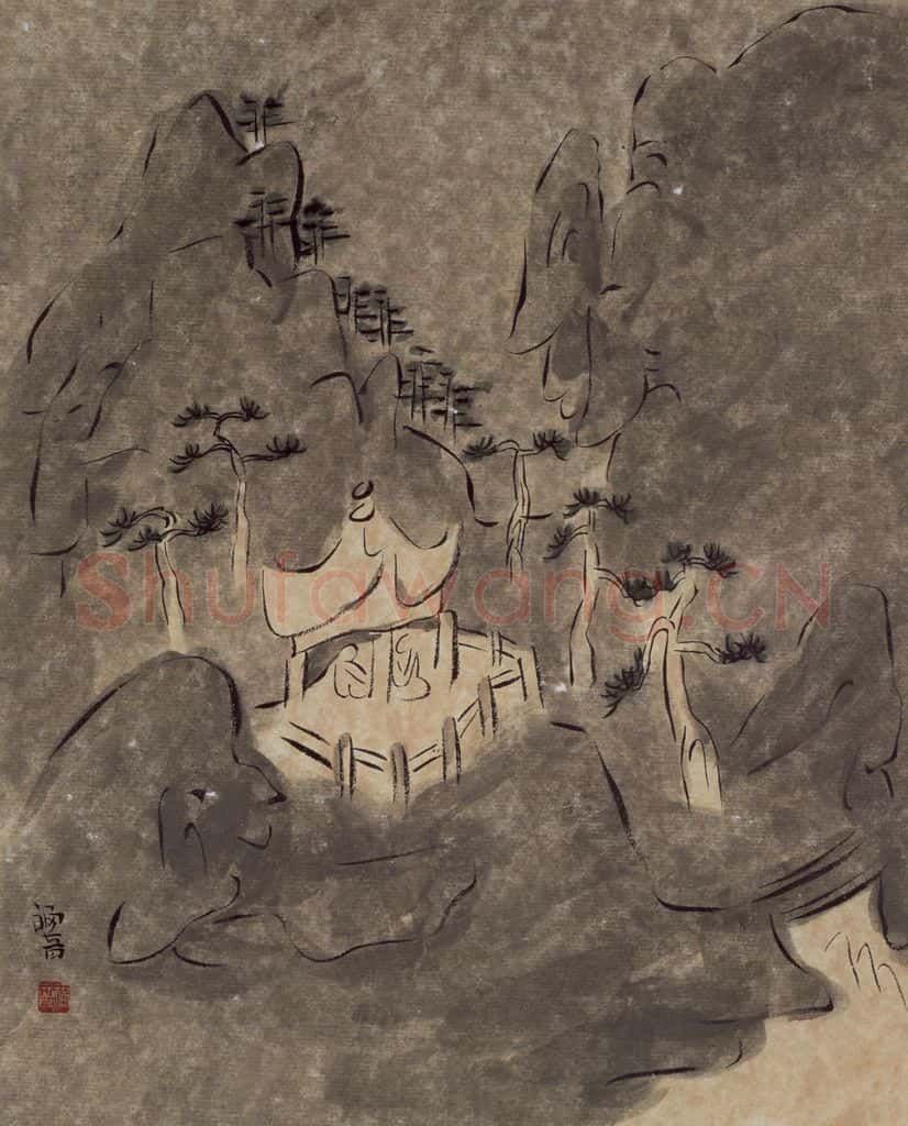 1999年 杨福音《相邀图》书画作品