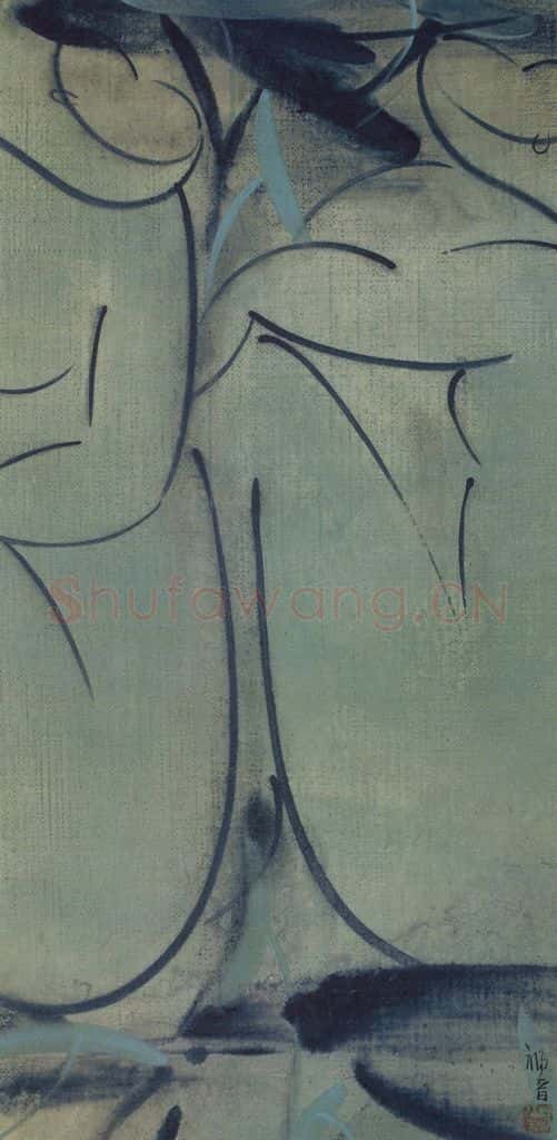 2002年 杨福音《两个女人》书画作品