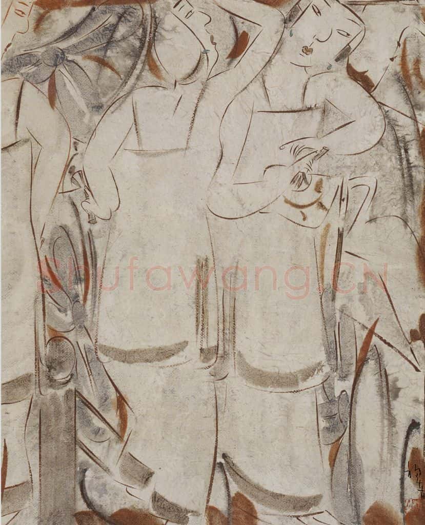 1999年 杨福音《丽人行》书画作品