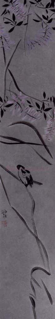 2007年 杨福音《紫藤四屏》书画作品