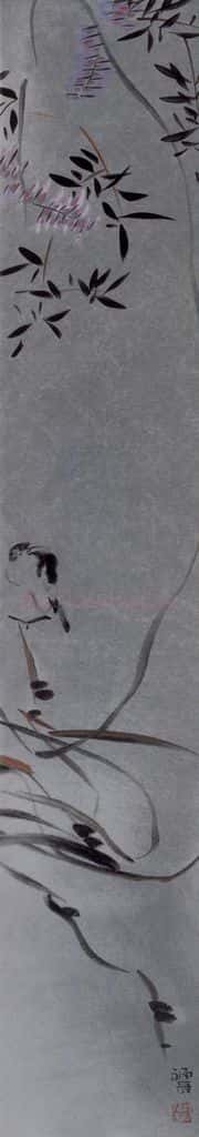 2007年 杨福音《紫藤四屏》书画作品