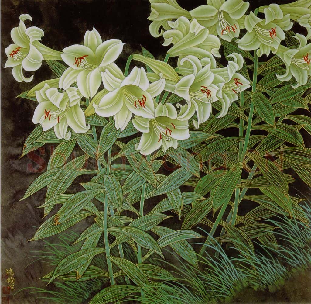 1993年 金鸿钧《夏梦》书画作品