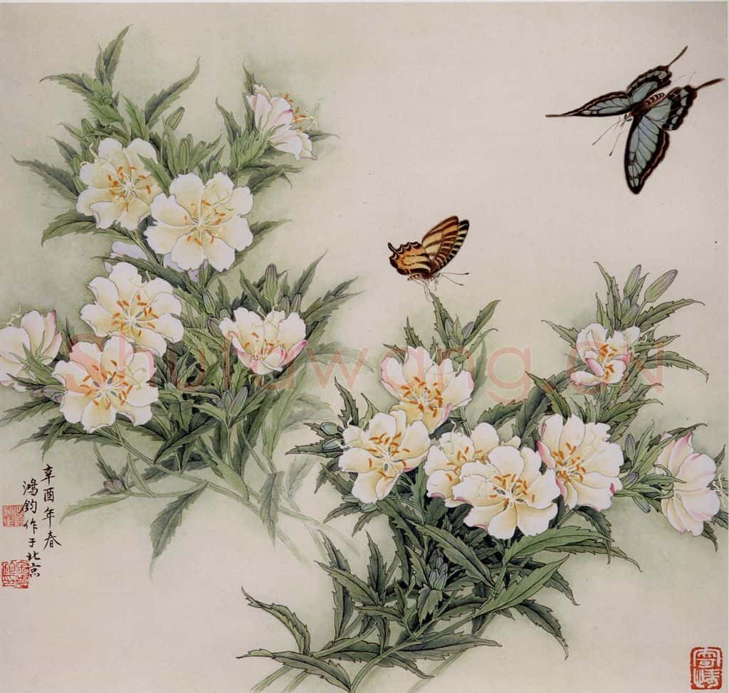 1981年 金鸿钧《白夜来香》书画作品