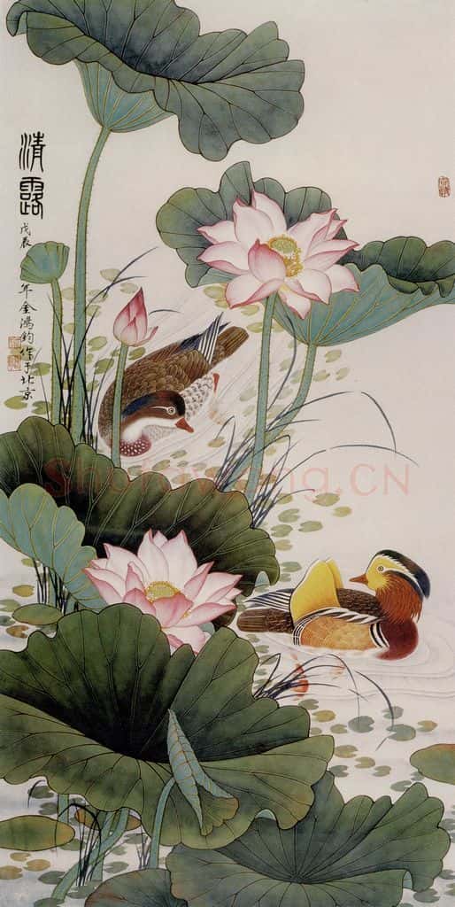 1988年 金鸿钧《清露》书画作品