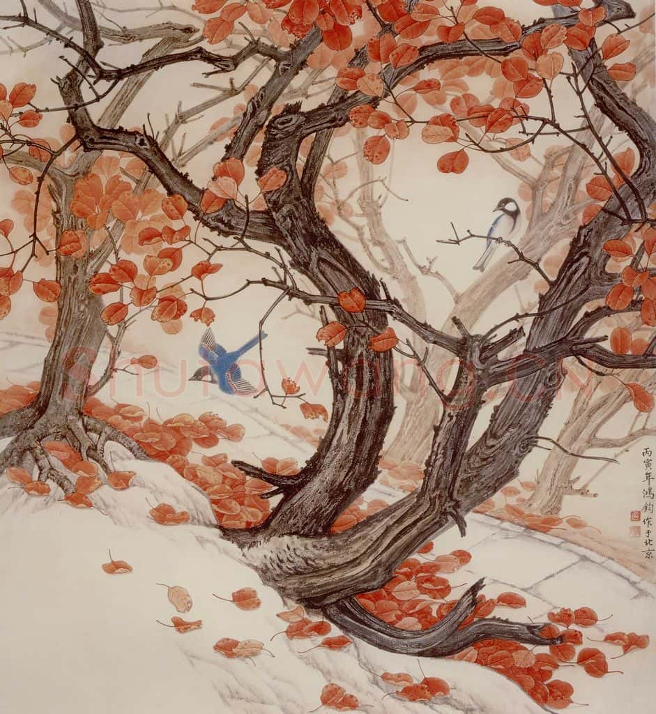1986年 金鸿钧《红满香山路》书画作品