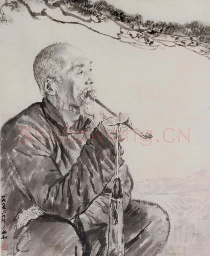  蒋兆和《松下老人图》书画作品