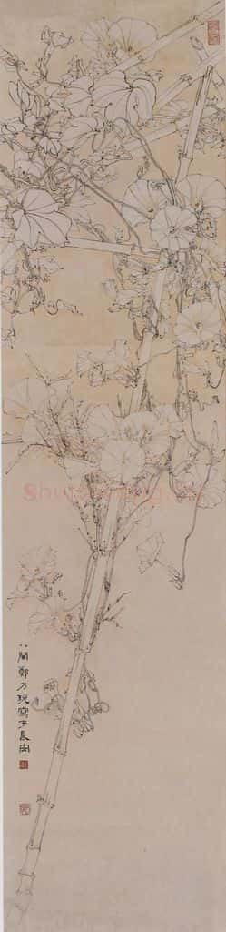 郑乃珖《牵牛白描》书画作品