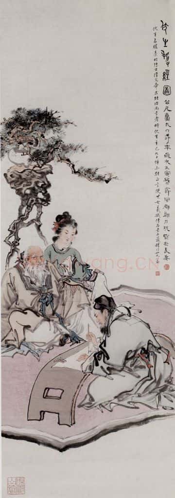 郑乃珖《伏生授经图》书画作品