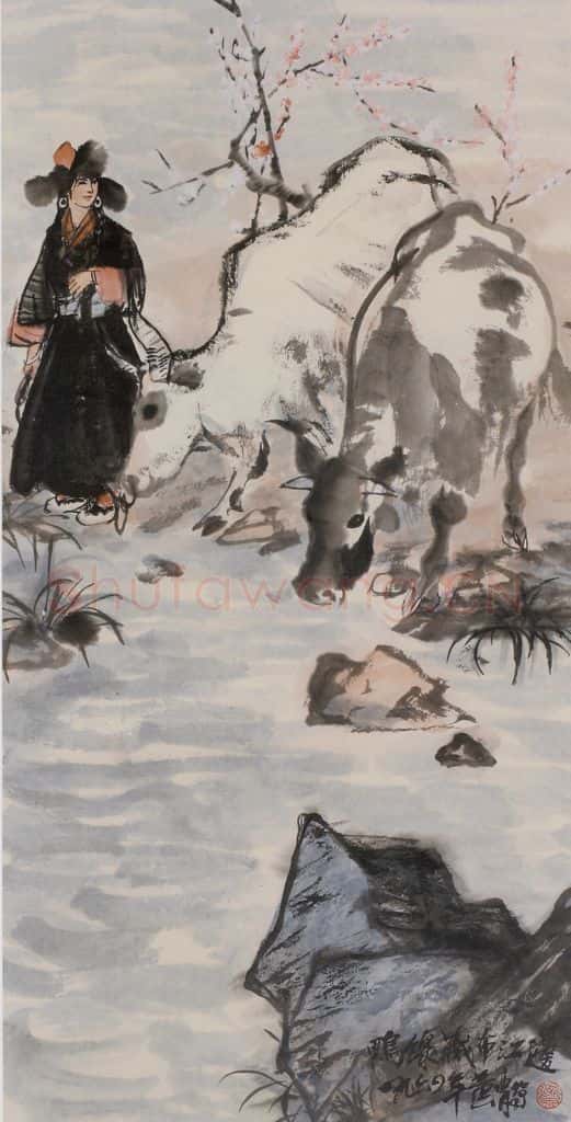 黄胄《饮牛图》书画作品