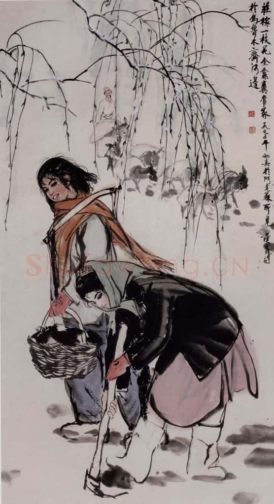 黄胄《施肥图》书画作品